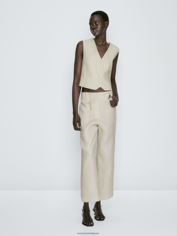mujer Chaleco traje 100 lino 60X240253 vainilla Massimo Dutti 60X240253 Nuevos disenos Massimo Dutti Peru Nueva coleccion de ropa en Massimo Dutti